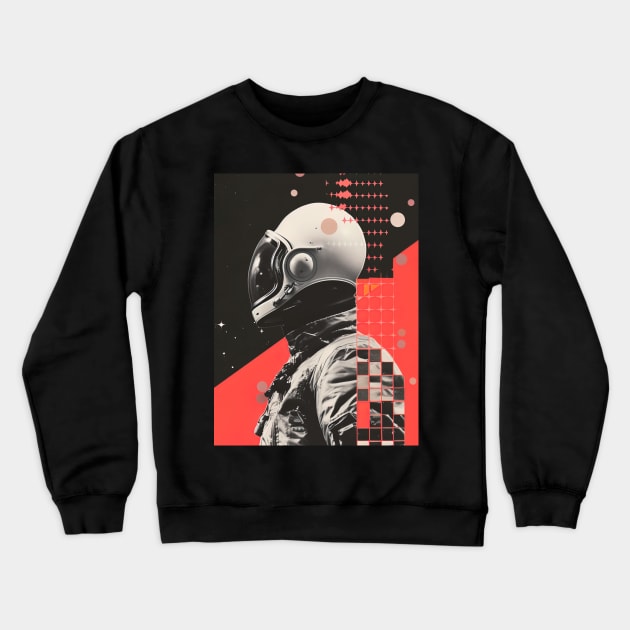 astronaut illustration (red and black) Crewneck Sweatshirt by Maverick Media